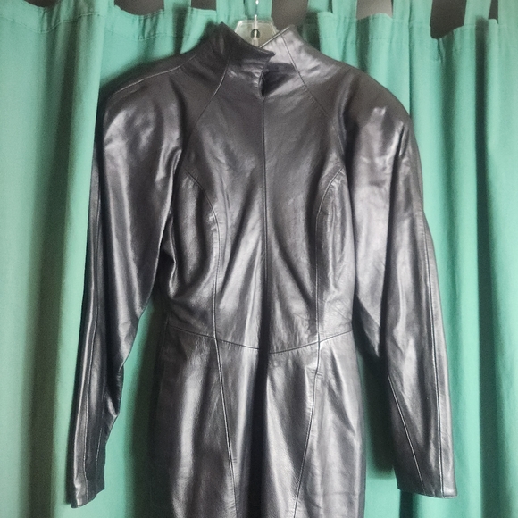 North Beach Leather Fully Lined Black Midi Dress and Matching Pants - Picture 2 of 13
